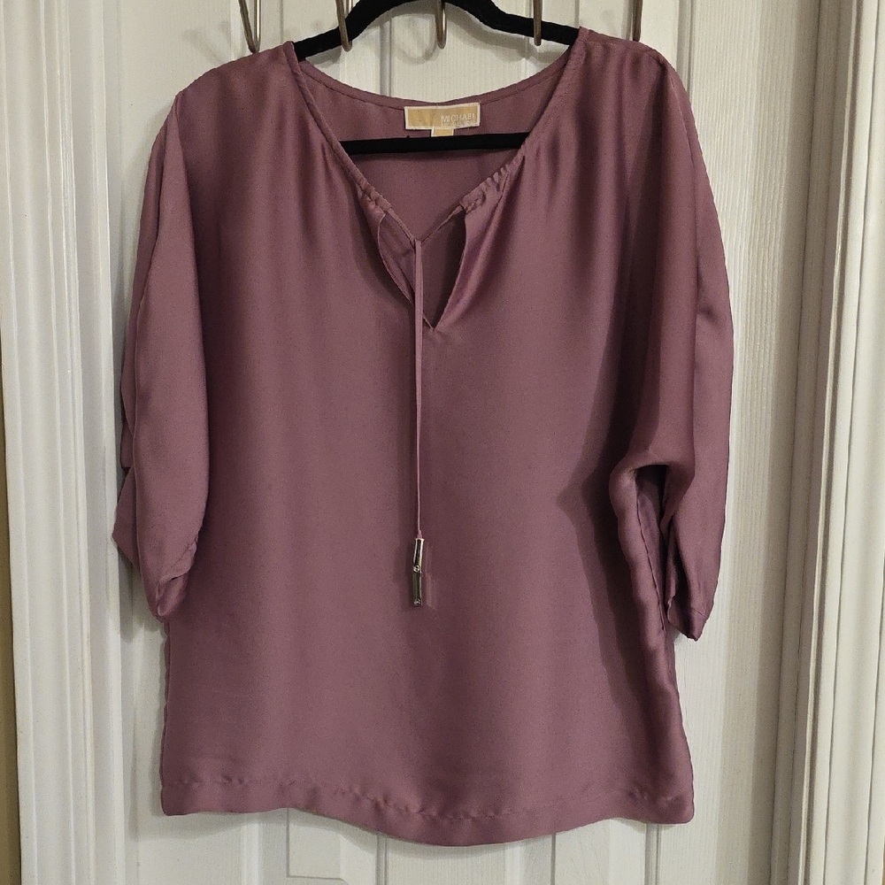 Michael Kors Mauve Blouse with Tie Detail
